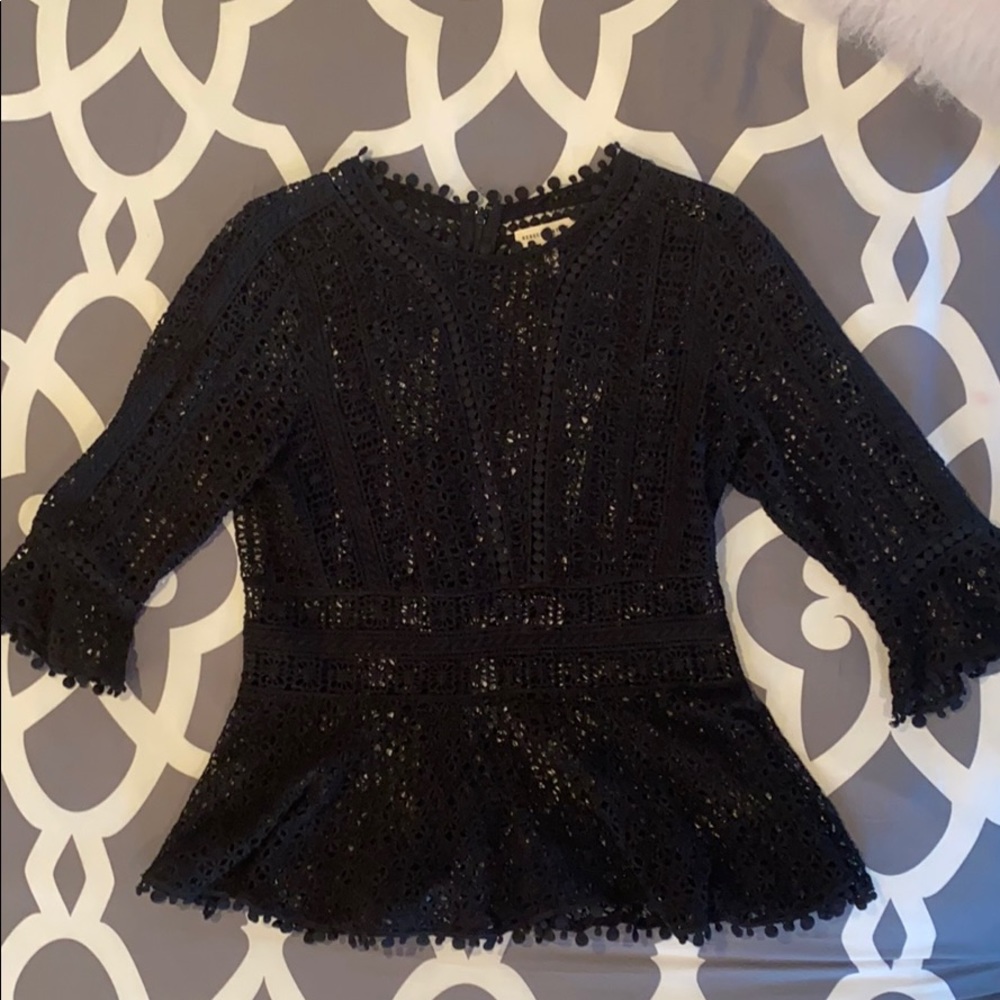 REBECCA TAYLOR guipre-lace peplum top Sz 2